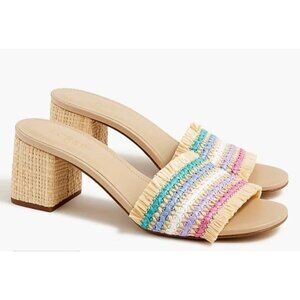 J. Crew Woven mule heels Rainbow Raffia Size 8 BW886